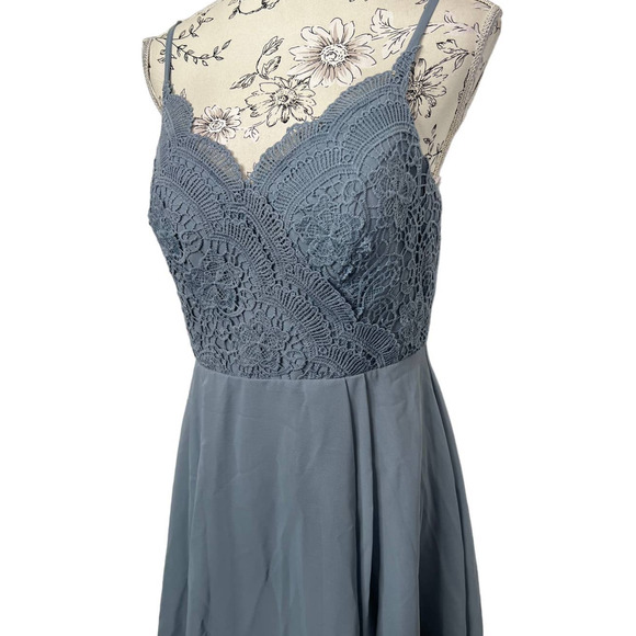 JJs House A-Line V-neck Knee-Length Chiffon Lace Bridesmaid Dress Size 8 NWT - Picture 6 of 11
